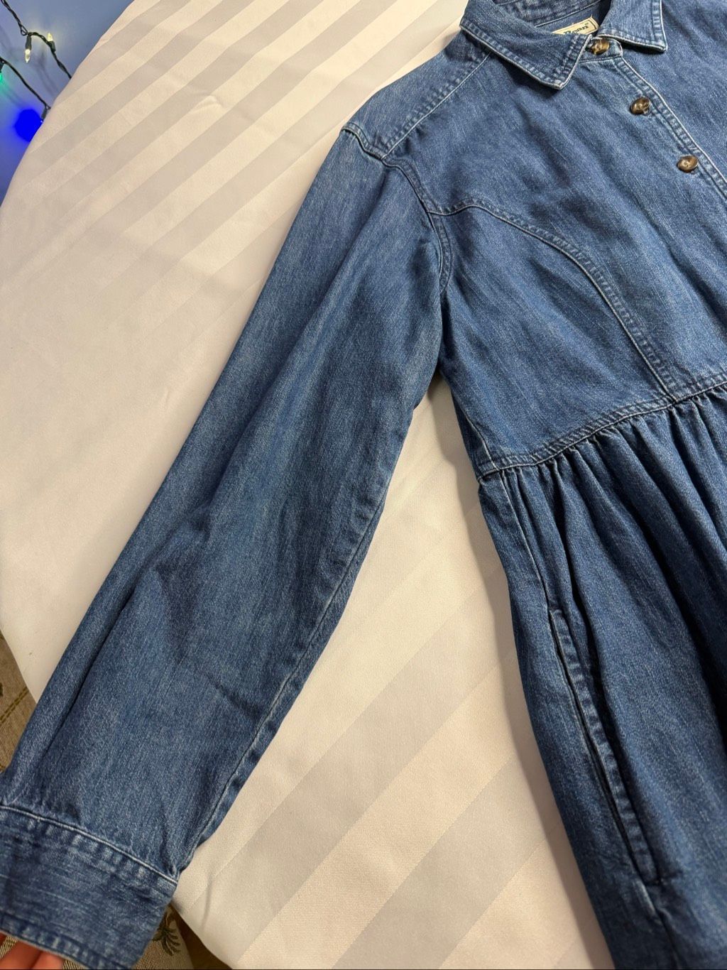 L.L. Bean Vintage Denim Maxi Shirt Dress Button Front Cottagecore Women’s Sz 12 — image 7 of 8
